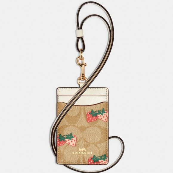 NWT | Coach Strawberry Print ID Lanyard - Picture 2 of 4
